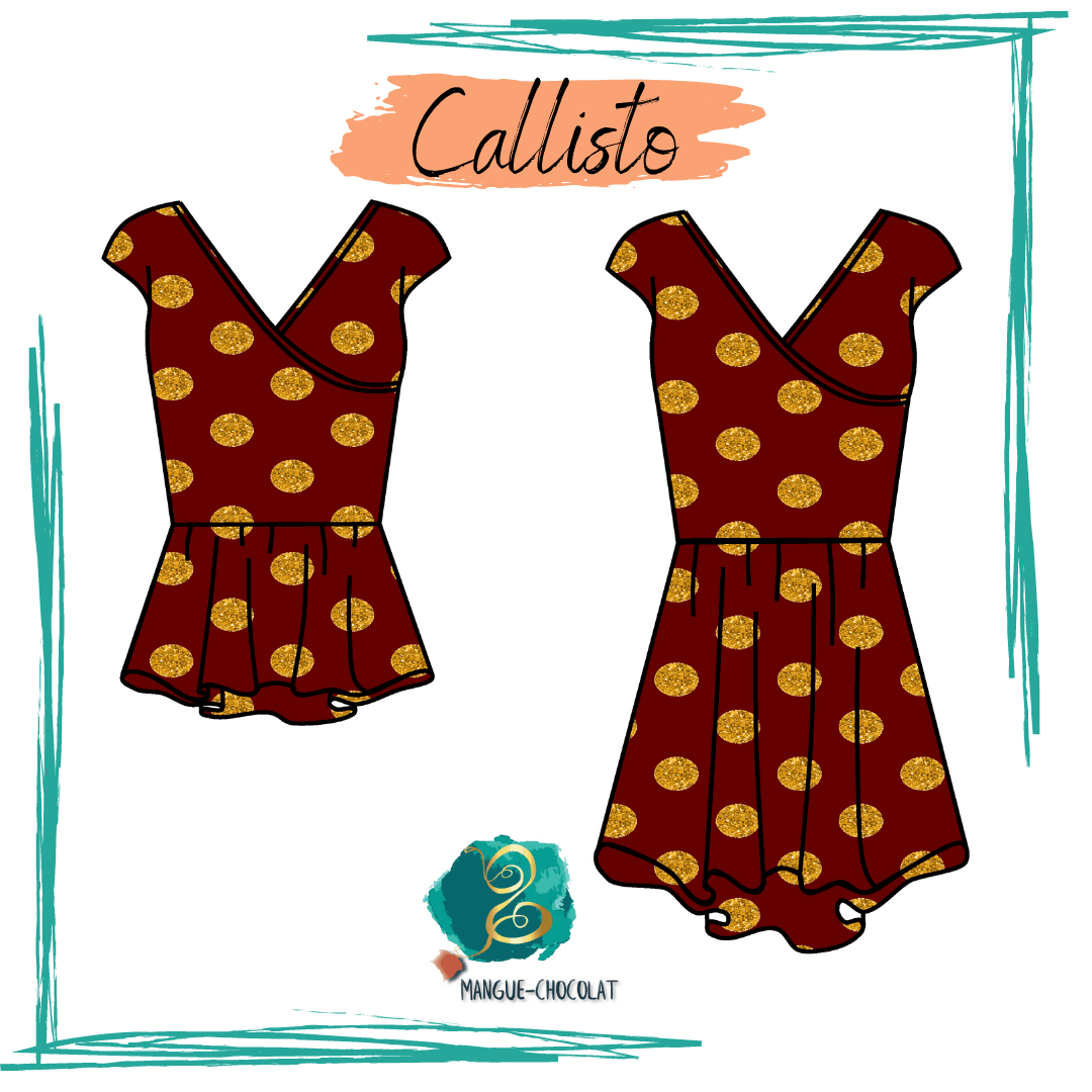 Illustration de Robe/Blouse Callisto - T36 à 50 en patron de couture PDF à télécharger