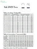 Guide des tailles et métrage pour SANDY - La robe cache-coeur pour femmes du 34 au 54, patron de couture pdf à télécharger.
