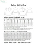 Tableau de taillage et instructions pour SHERPA - La polaire mixte du XS au XXXL, patron de couture pdf à télécharger.
