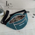 Sac banane Amaya en tissu côtelé avec poches zippées, parfait pour un tuto couture avec patron PDF.
