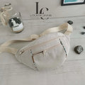 Sac banane Amaya beige avec poches zippées, accessoire tendance pour la saison, couture avec patron PDF.
