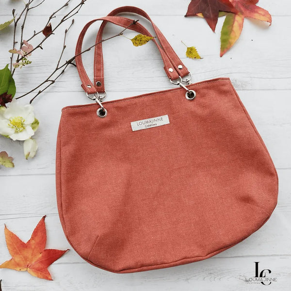 Sac réversible "Valérie" sur fond automnal, patron de couture PDF à télécharger.