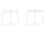 Patron de couture PDF à télécharger pour short homme - XS/XXL - BREATH, design avant et arrière, tailles intermédiaires.