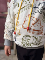 Sweat AVENTURIER - Patron de couture PDF Enfant du 2 au 16 ans, motif véhicules, disponible en patron de couture pdf à télécharger.