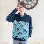Sweat mixte, XS au 4XL, 2 statures – Anis, avec col croisé unique et motif graphique, patron de couture pdf à télécharger.