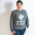 Sweat mixte basique, XS au 3XL, 2 statures - Grenade, patron de couture pdf à télécharger, modèle moderne avec motif cactus drôle.