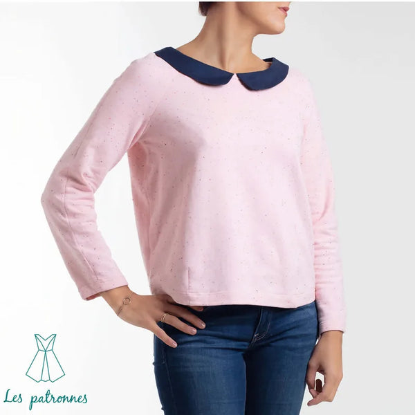 Sweat niki - Femme avec col Claudine, patron de couture pdf à télécharger.