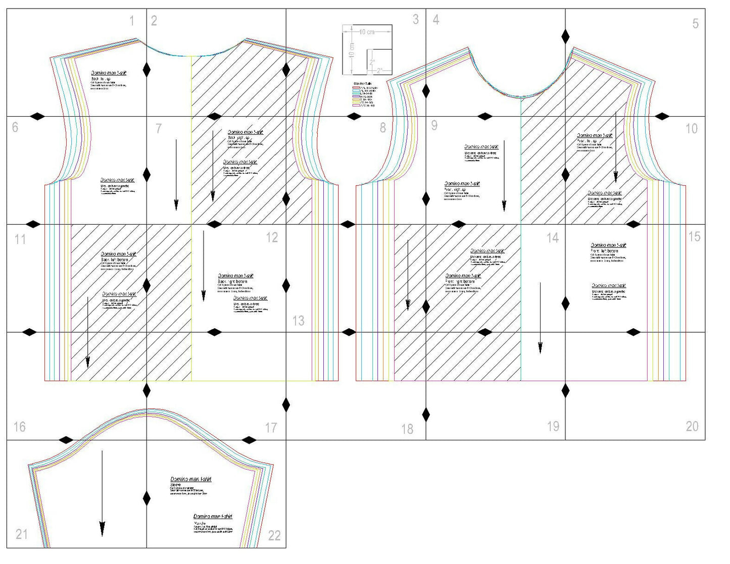 Patron de couture PDF à télécharger pour T-shirt homme - XS/M - BLACK SWAN, taille et format intermédiaire, sans marges de couture.