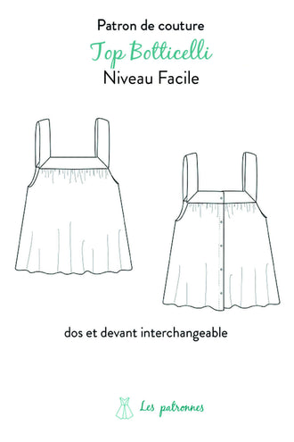 Illustration du Top Botticelli - femme, patron de couture pdf à télécharger, avec boutons interchangeables dos-devant.