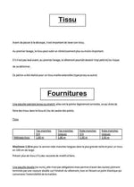 Tableau des métrages de tissu et fournitures pour le Top/Robe "Leonfe" du 32 au 56, patron de couture pdf à télécharger.