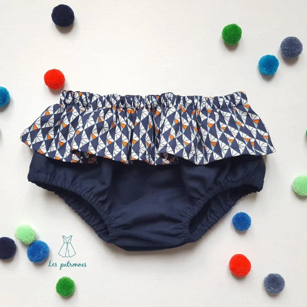 Trio de Bloomers - patron de couture PDF à télécharger avec volant, bloomers bébé confortable et facile, parfait pour cadeau naissance.