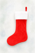 Red polar fleece Christmas stocking with a white cuff, free PDF sewing pattern