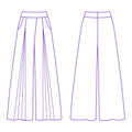 Dessin technique Pantalon - XXS-/XL - VINTAGE CADILAC, patron de couture PDF à télécharger, niveau intermédiaire, tailles XXS à XL.