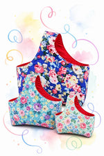 Trois tailles du sac cabas MédioChic en tissu coordonné, patron PDF gratuit.