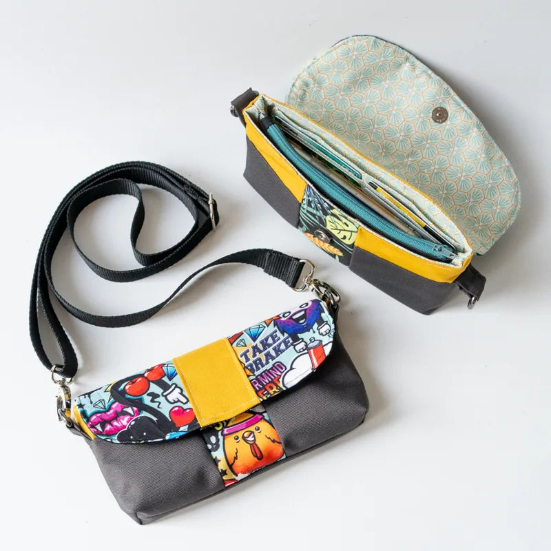 Pochette portefeuille Safran, avec anse amovible — patron de couture PDF à coudre soi-même