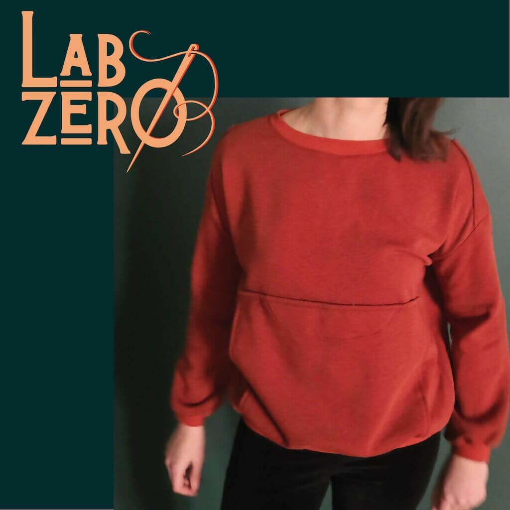 Sweat Florine en molleton rouge, patron PDF pour couture, version cosy pour l'automne et l'hiver.