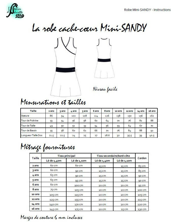 Mini-SANDY - Robe cache-coeur pour filles du 2 au 16 Ans