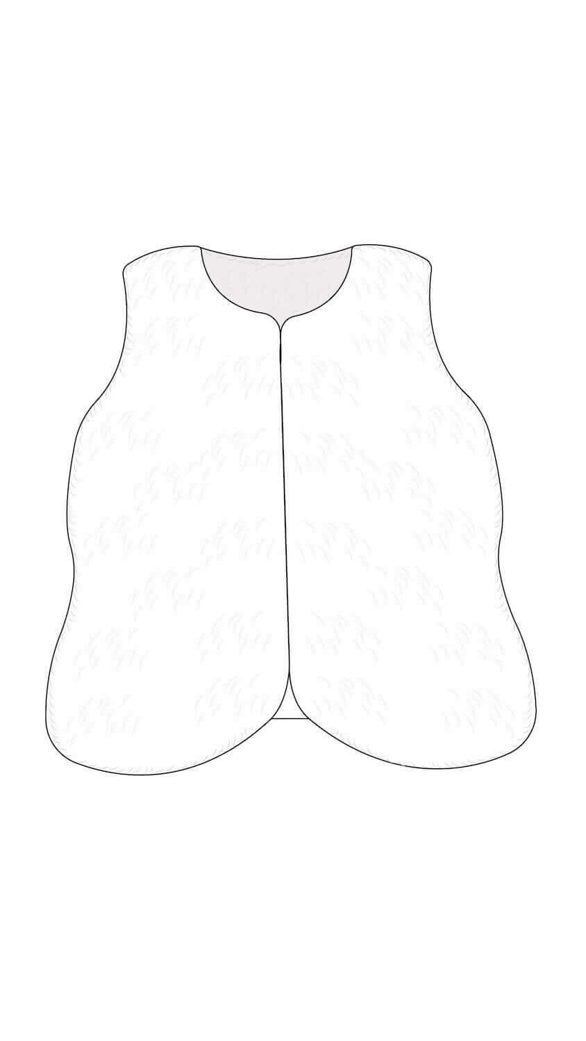 Modèle de gilet sans manches pour bébés et enfants, 12 tailles, patron PDF Le Gilet Roquefort, design simple et élégant.