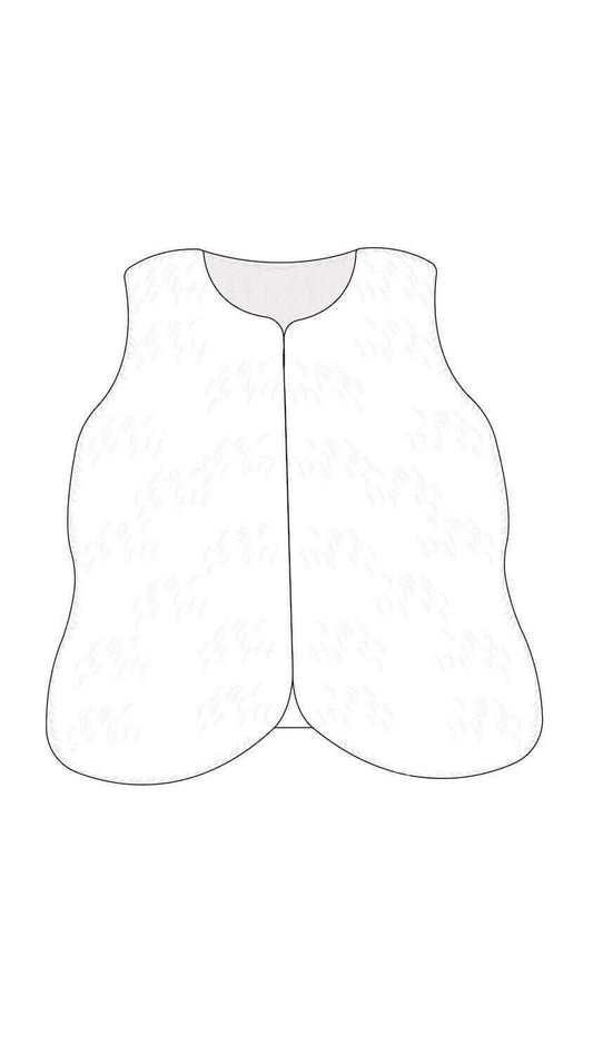Modèle de gilet sans manches pour bébés et enfants, 12 tailles, patron PDF Le Gilet Roquefort, design simple et élégant.