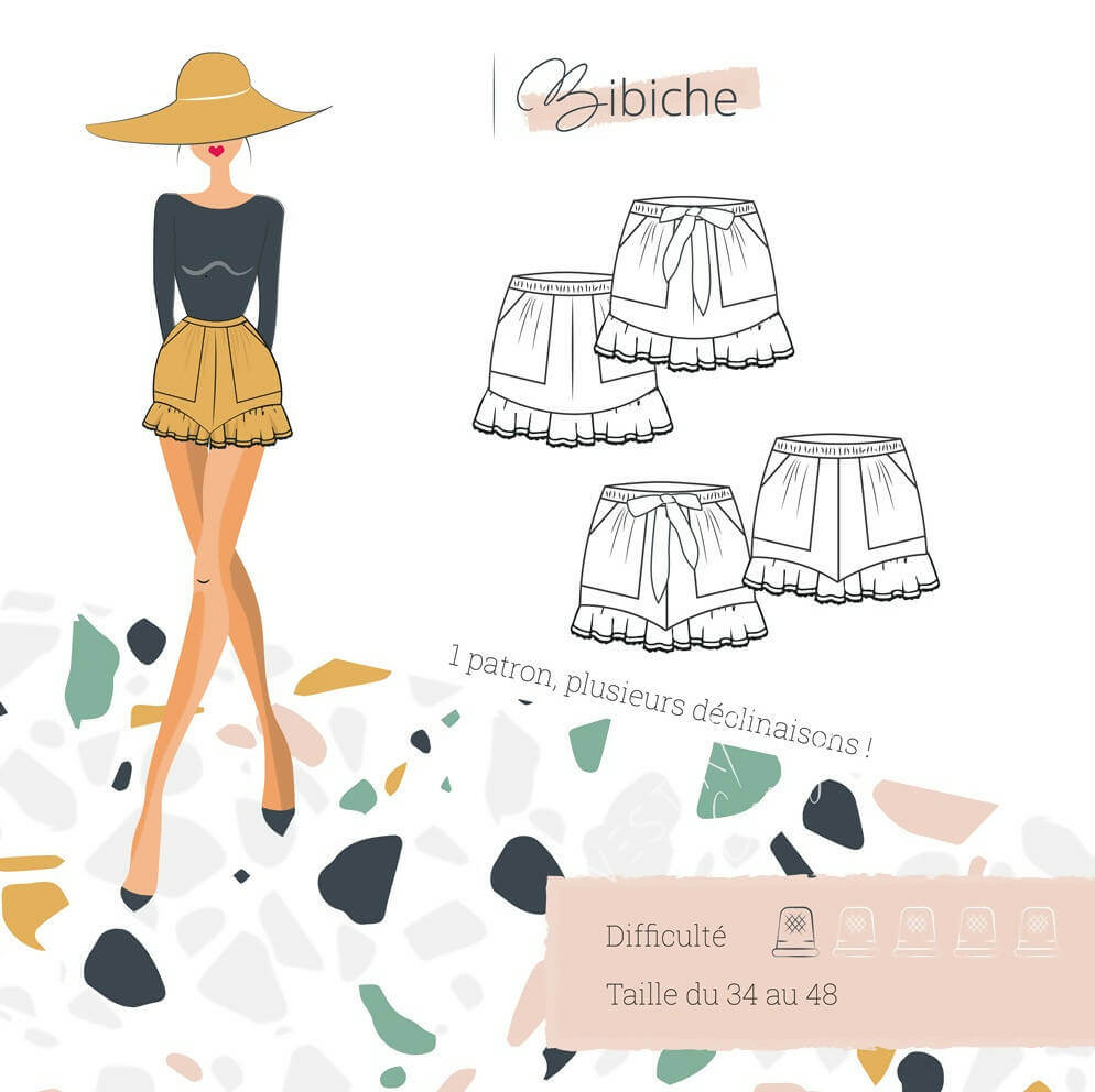 Jupe / Short Bibiche - T34 à 48, patron de couture pdf à télécharger, avec design moderne et élégant, facile à réaliser.