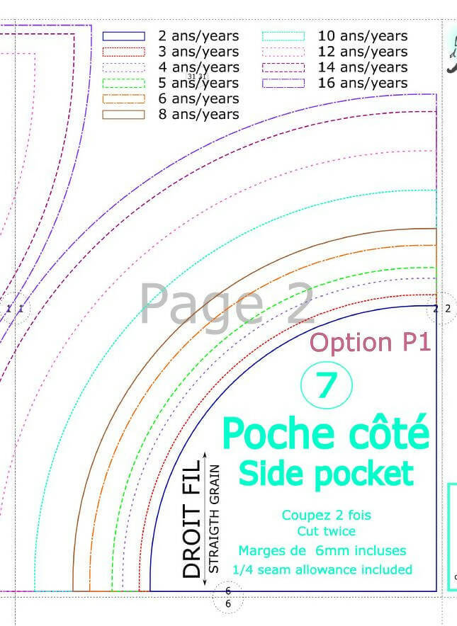 Patron de couture pdf à télécharger pour Options Sweat TITUS du 2 au 16 Ans avec détails de poche côté et tailles incluses.