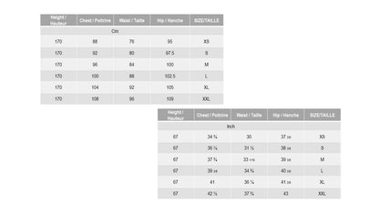 Sizing chart men