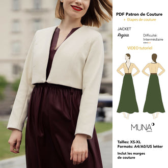 Patron PDF Veste Regina du XS au XL