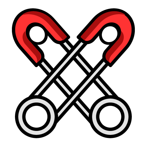 Illustration de deux épingles croisées, symbole de patron de couture à télécharger en ligne.