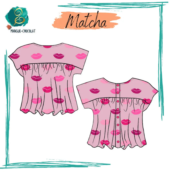 Blouse Matcha réversible, ample, en PDF, patron de couture à télécharger, pour tailles 36 à 50, en français.