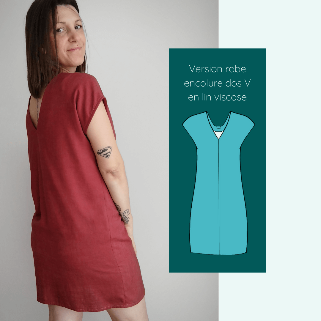 Blouse - Robe Medusa | Taille 32 à 52, patron de couture pdf à télécharger, version robe en lin avec encolure dos V.