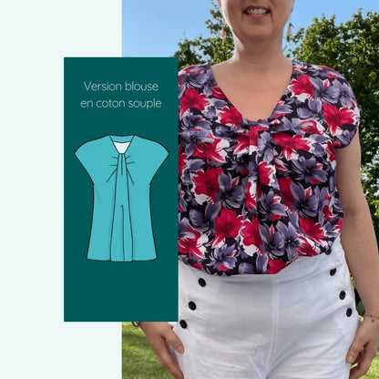 Blouse - Robe Medusa | Taille 32 à 52, patron de couture pdf à télécharger, version blouse en coton fluide.