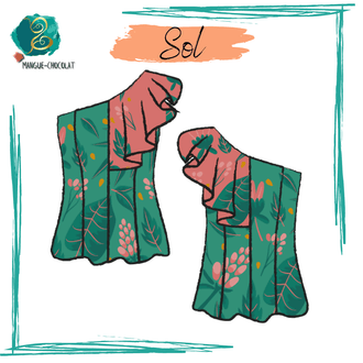 Blouse Sol, asymétrique avec volant, patron de couture à télécharger en PDF pour tailles 36 à 50.