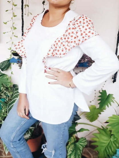 Blouse Thalie avec volants colorés, manches longues, parfaite pour l'hiver - patron de couture PDF taille 36 à 50.