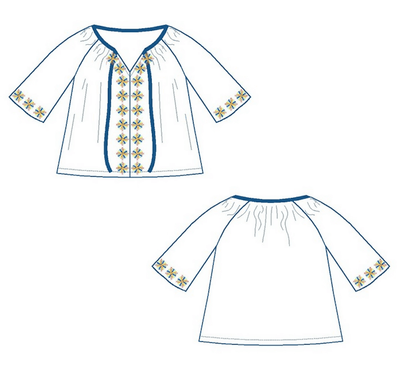 Blouse - XS-XXXL - JENNIFER, patron de couture pdf à télécharger, illustration du modèle avant et arrière, tailles XS à XXXL