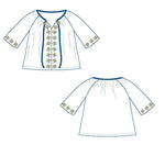 Blouse - XS-XXXL - JENNIFER, patron de couture pdf à télécharger, illustration du modèle avant et arrière, tailles XS à XXXL