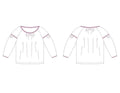 Diagramme du Blouse - XS/XL - WONDERELA, patron de couture pdf à télécharger, montrant les détails des tailles intermédiaires XS à XL.