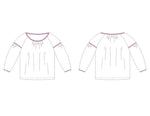 Diagramme du Blouse - XS/XL - WONDERELA, patron de couture pdf à télécharger, montrant les détails des tailles intermédiaires XS à XL.