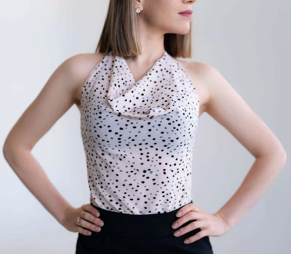 Blouse - XXS-XL - FREEDOM en tissu à pois, design élégant et moderne, patron de couture pdf à télécharger.