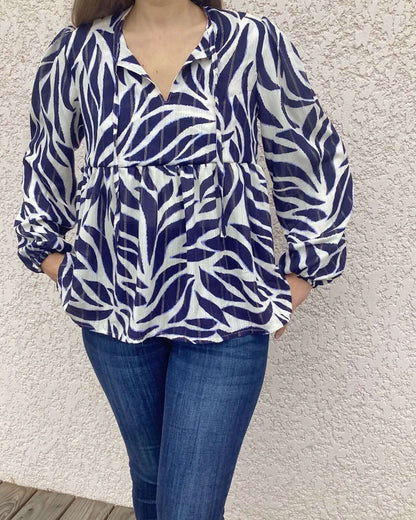 Blouse ou robe Pierre de Lune avec motif zébré, patron de couture pdf à télécharger.