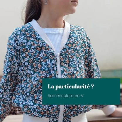 Bombers Ibis kids | Taille 2 à 12 ans, blouson original à col V pour enfants, patron de couture pdf à télécharger
