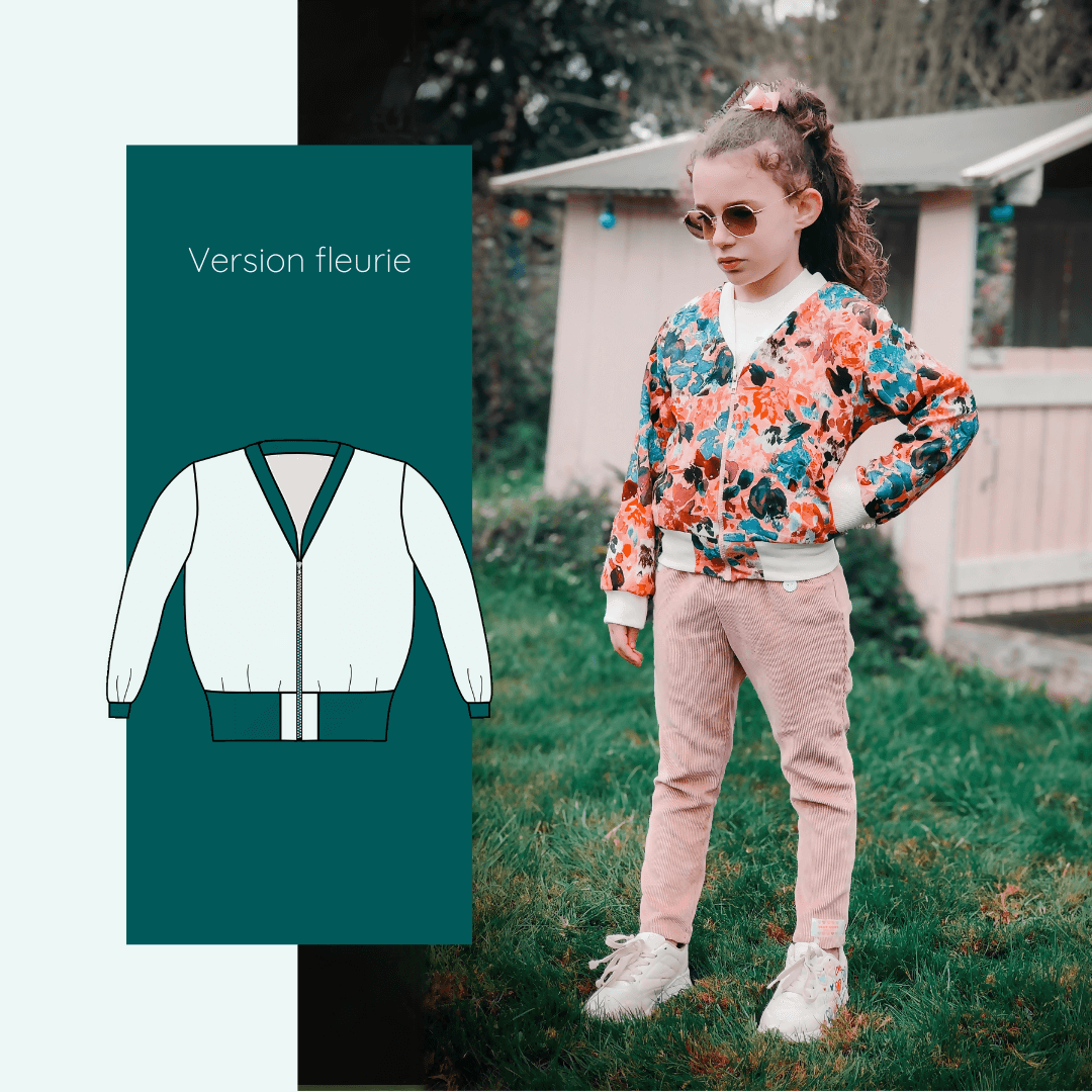 Bombers Ibis kids | Taille 2 à 12 ans, patron de couture pdf à télécharger, version fleurie pour enfants