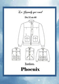 Patron PDF Bombers Phoenix du 32 au 60, veste et gilet avec poches plaquées, col montant et fermeture boutonnée