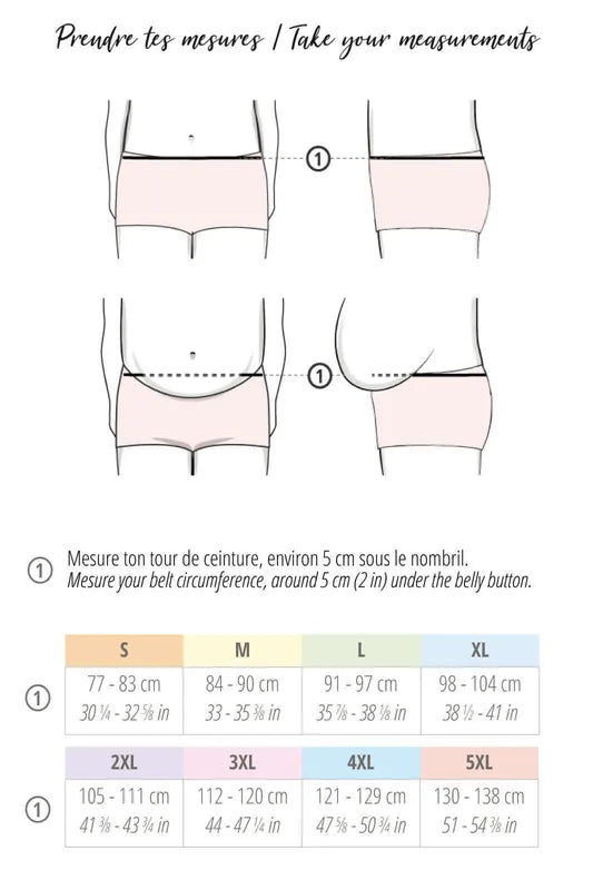Guide des mesures pour taille de boxer MaïTaï en couture PDF, incluant dimensions pour S à 5XL.