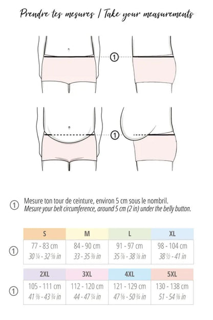 Guide des mesures pour taille de boxer MaïTaï en couture PDF, incluant dimensions pour S à 5XL.