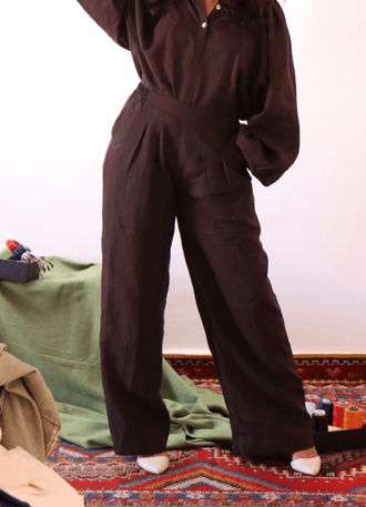 CALI PANTALON-taille de 30 à 58 EU avec patron de couture PDF à télécharger, pantalon large élégant avec plis et poches latérales.