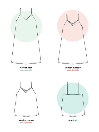 CASSIS - La nuisette / caraco / petite robe à bretelle patron de couture pdf à télécharger