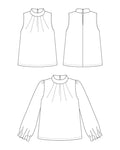 Patron de couture PDF à télécharger pour CERISE - la blouse/robe à plis, avec options sans manches ou manches élastiquées.