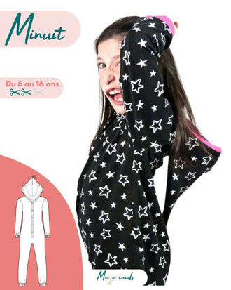 COMBYPYJ' MINUIT du 6 au 16 ans, pyjama confortable pour filles, patron de couture pdf à télécharger.