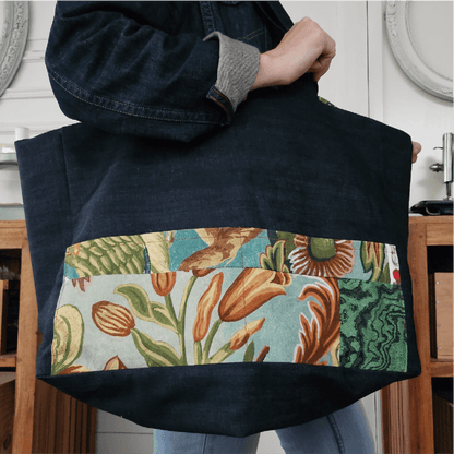 Sac Cabas LOVER en tissu imprimé floral, patron de couture PDF à télécharger, parfait pour tous vos "au cas où" et "on ne sait jamais".