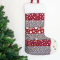 Calendrier de l'avent chaussette de Noël avec patrons de couture PDF à télécharger, design original à rayures.